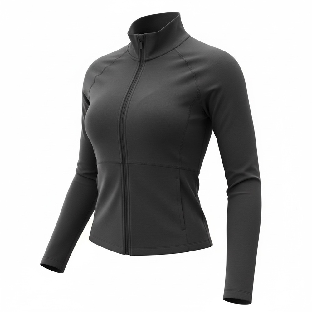 All in Motion Women Heathered Black Soft Stretch Jacket Size L PTP 18.5” UPF 50